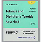 Product Image Tenivac Tetanus/Diphtheria Toxoid Adsorbed Vaccine, 0.5ml Syringe *Requires Refrigeration*