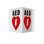Product Image AED Wall Sign, Double Sided, Red, 9in H x 6.1in D