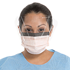 Product Image Fluidshield Fog Free Mask, with Wraparound Splashguard Visor, Pleat Style, Blue