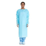 Product Image Impervious Film Gown, Universal, Thumbhooks, Perforatated Open Back, Blue