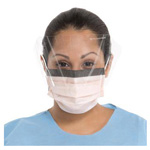Product Image Fluidshield Fog Free Mask, with Wraparound Splashguard Visor, Pleat Style, Orange