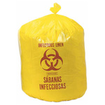 Product Image Infectious Linen Collection Bags, Yellow w/Red Print, 1.1 mil, 34inch x 43inch, 33gal