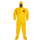 Product Image Tychem QC Coverall, Yellow, Bound Seam, Hood and Socks, Elastic Wrists, LG