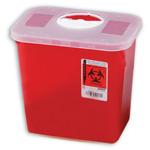 Product Image *Limited Quantity* Multi-Purpose Sharps Container, with Rotor Opening Lid, Red, 2 Gallon
