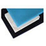 Product Image Stretcher Sheet Set, White Fluid Resistant Pillowcase, Light Blue Fitted, Dark Blue Flat, Heavy Duty