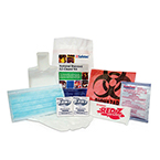 Product Image Cleanup Kit, National Standard Body-Fluid, Polybagged, Hand Wipe, Mask, Disinfectant, Gloves, Scoop