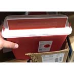 Product Image In-Room Sharps Container, with Mailbox-Style Lid, Transparent Red, 2 Quart