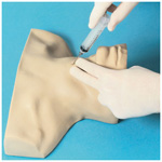Product Image Cricothyrotomy Simulator, w/5 Replacement Skins and Cartilage Inserts, W/Durable Carry Case.