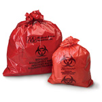 Product Image Biohazard Waste Bag, 1.2 mil, Red w/Black Print, 25inch x 34inch, 12-16gal *Discontinued*