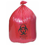 Product Image Biohazard Waste Bag, 1.2 mil, Red w/Black Print, 24inch x 24inch, 10gallon