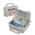 Product Image Handy Deluxe First Aid Kit, Plastic Case, 7 3/4inch x 4 3/4inch x 2 7/8inch, White