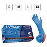 Product Image Microflex Safegrip Gloves, Latex, Powder Free, Non-slip, Extended Cuff, NFPA Certified, Blue, SM