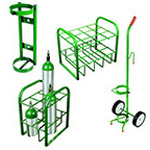 Product Image Cylinder Cart, Green, Holds 1 D or E Cylinder, 41inch x 12inch x 10inch