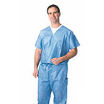 Product Image Scrub Top, Disposable, Breathable, Fluid Resistant, V-neck, Blue, SM