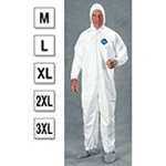 Product Image Tyvek Zip Coveralls, Attached Hood, Elastic Wrists, Friction-Coated Boots, MED