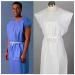 Product Image Exam Gown, 3-Ply Tissue, Front or Back Opening, Disposable, 30inch x 42inch, White