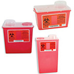 Product Image Monoject Sharps Container, Vertical Drop, Red, 6.75in W x 10.56in L x 7.08in H, 4 Quart