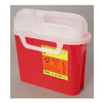 Product Image Sharps Container, Horizontal Entry, 10 3/4inch x 10 3/4inch x 4inch, 5.4 Quart, Red