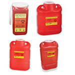 Product Image Sharps Container, Funnel Top, 7 3/4inch x 3 3/4inch x 3 3/4inch, Red, 1.4 Quart