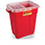 Product Image Sharps Container, Clear Slide Top, 18 1/2inch x 17 3/4inch x 11 3/4inch, Red, 9 Gallon