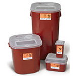 Product Image Sharps Container, Small, Translucent Red/Black, 3 1/2inch x 7inch x 3 1/2inch, 1 Quart
