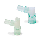 Product Image Elbow, Double Swivel, Flip Top Cap w/7.6mm Port , 15mm OD x 22mm OD/15mm ID, Disposable 50ea/cs