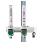 Product Image Dual O2 Flow Meter Manifold, 0-15LPM, 0-70LPM with DISS Male Inlet, Pole Mount