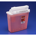 Product Image Sharps Container, In-Room, SharpStar Lid, Door, Transparent Red, 2.5H x 5.5D x 10.75W, 5 Quart