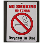 Product Image No Smoking Sign, Oxygen in Use, Reusable, Plastic, 6 x 8-in