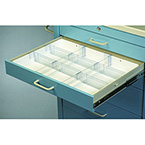Product Image Tray, Full Drawer, Medical Cart Accessories, 2 Rails, 6 Dividers