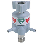 Product Image Flow Selector, DISS Female Hand Tight Inlet, 3 Outlets - 2 Tubing Barbs, 1 DISS Male