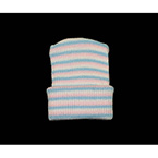 Product Image Baby Cap, Large, Striped, Pink/ Blue/ White, Stretch Knit Fabric, Washable