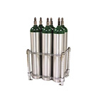 Product Image Oxygen Cylinder Rack, Holds 6 E D C or M9 Oxygen Cylinders, Chrome Plated, Bolt Down Feet