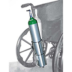 Product Image Cylinder Holder, D or E Cylinder, Attaches to all Standard Wheelchairs Without Tools, Chrome