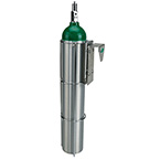 Product Image Cylinder Holder, D or E Cylinder, Mounts on 2in Hospital Bed Headboards, Chrome Plated