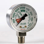Product Image Oxygen Gauge, Bottom Port, 4000 PSI, 2in OD, 1/4in NPT, Chrome, White Face, Freen Numbers