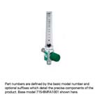 Product Image Oxygen Flowmeter, Low Flow, 0-200cc, DISS Male, Right Elbow