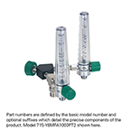Product Image Wye Assembly, Oxygen, 2 Compact Flowmeters, 0-15 LPM, DISS Female Hex Nut Adapter, Power Take Off