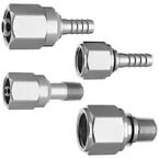 Product Image Hex Nut and Nipple, Oxygen, 9/16in 18 Thread, DISS 1240, 1/4in ID Hose Barb, without O-ring
