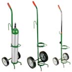 Product Image Cylinder Cart, 1 Cylinder Capacity, Gurney Hook, 41in H x 10in D x 12in W, 6 lbs, Two 6in Wheels, Green