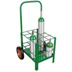 Product Image Cylinder Cart, M7, M9, C, D, E Cylinders, 12 Cylinder Capacity, 42in H x 20in D x 22in W, 39 lbs, Two Wheels, Green