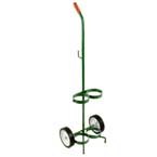 Product Image Cylinder Cart, D, E Cylinders, 2 Cylinder Capacity, Mask Hook, 41in H x 10in D x 14in W, Two 6in Wheels, 8 lbs, Green