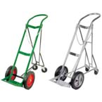 Product Image Cylinder Cart, H, T Cylinders, 1 Cylinder Capacity, Retractable Rear Wheel Assembly, Safety Chain, Two Locks, Green