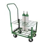 Product Image Cylinder Cart, M7, M9, C, D, E Cylinders, 24 Cylinder Capacity, 42in H x 30in D x 20in W, 50 lbs, Four Swivel Casters, Green