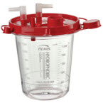 Product Image Rigid Suction Canister, Hydrophobic, Red Lid, Pour Spout, Vacuum, Tandem, Patient Ports, Shutoff Filter, 1200 cc